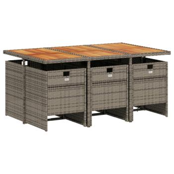 7-teiliges Garten-Ess-Set mit Kissen, grau, Polyrattan