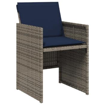 7-teiliges Garten-Ess-Set mit Kissen, grau, Polyrattan