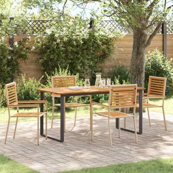 ARDEBO.de - Garten Essgruppe 5 stk. Beige Massivholz Akazie
