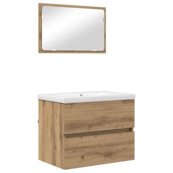 Badezimmermöbel-Set 3 stk. Artisan-Eiche 61 x 39 x 45 cm