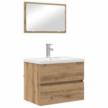Badezimmermöbel-Set 3 Stk. Artisan-Eiche Holzwerkstoff