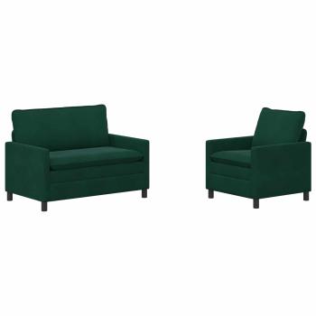 Sofa Set 2 stk. Dunkelgrün Samt