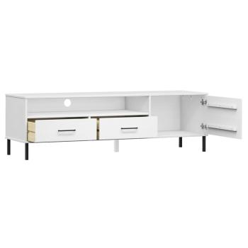 TV-Schrank OSLO mit Metallbeinen Weiß Massivholz Kiefer