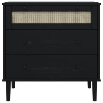 Schubladenkommode SENJA Rattan-Look Schwarz 80x40x80 Kieferholz