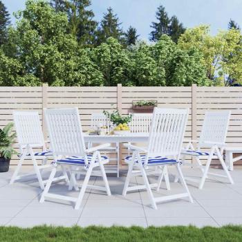 ARDEBO.de - Gartenstuhl-Kissen 6 Stk. Blau & Weiß Gestreift 40x40x3cm Stoff