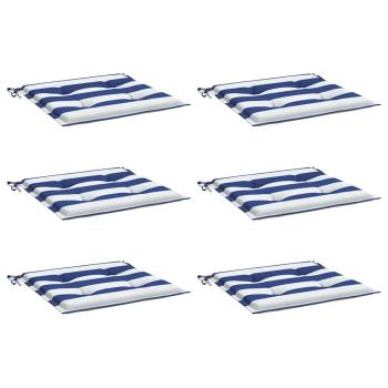 Gartenstuhl-Kissen 6 Stk. Blau & Weiß Gestreift 40x40x3cm Stoff
