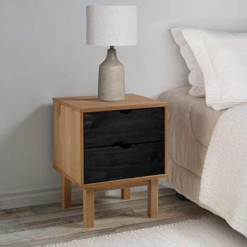 ARDEBO.de - Nachttisch OTTA Schwarz 45 x 39 x 57 cm Massives Kiefernholz