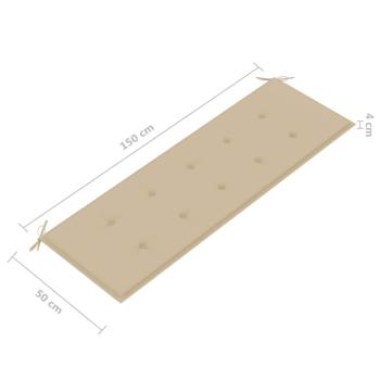 Stapelbare Gartenbank mit Auflage 159 cm Massivholz Teak