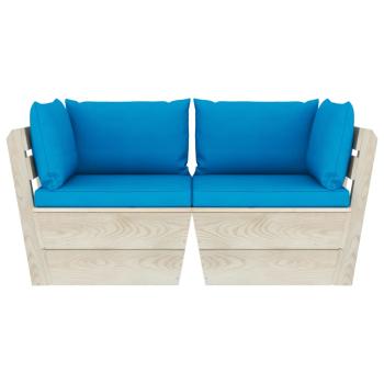 Garten-Palettensofa 2-Sitzer mit Kissen Fichtenholz