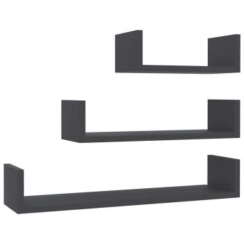 Wandregal 3 Stk. Grau Holzwerkstoff