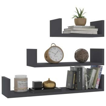 Wandregal 3 Stk. Grau Holzwerkstoff
