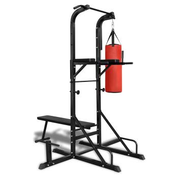 ARDEBO.de - Fitness Kraftturm mit Trainingsbank und Boxsack