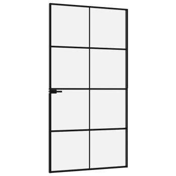 Innentür Schwarz 102x201,5 cm Hartglas & Aluminium Schlank