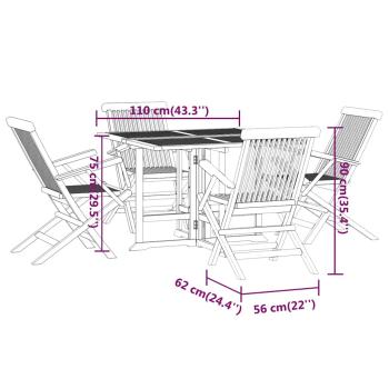 5-tlg. Garten-Essgruppe Klappbar Massivholz Teak