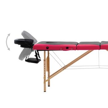 Massageliege Klappbar 4-Zonen mit Holzgestell Schwarz und Rosa