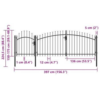 Gartentor Woerden Stahl 1,75 x 4 m Schwarz