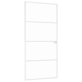 Innentür Weiß 93x201,5 cm Hartglas & Aluminium Schlank