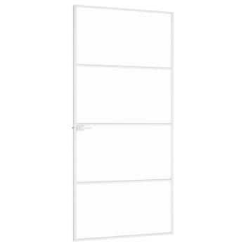 Innentür Weiß 93x201,5 cm Hartglas & Aluminium Schlank
