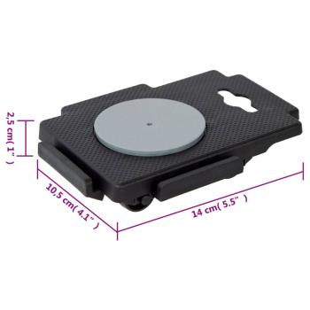 Transportroller mit 8 Rollen 4 Stk. Schwarz Polypropylen 150 kg
