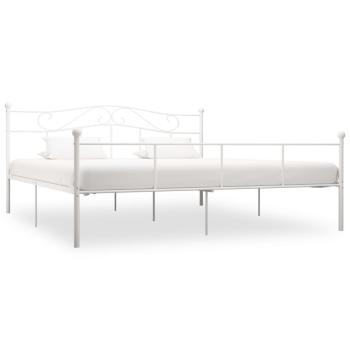 ARDEBO.de - Bettgestell Weiß Metall 200×200 cm