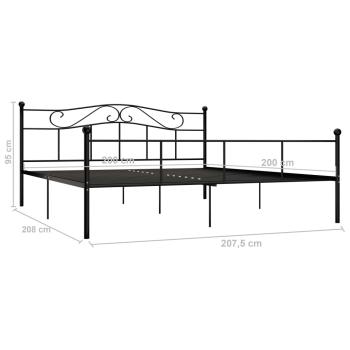Bettgestell Schwarz Metall 200×200 cm