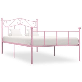 ARDEBO.de - Bettgestell Rosa Metall 100 × 200 cm