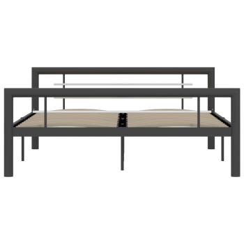 Bettgestell Grau und Weiß Metall 140 × 200 cm