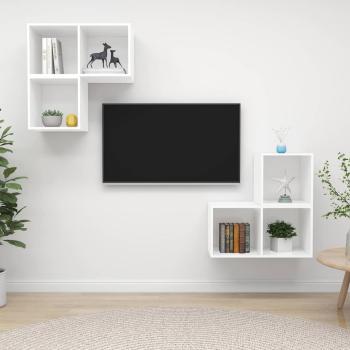 ARDEBO.de - 4-tlg. TV-Schrank-Set Weiß Holzwerkstoff