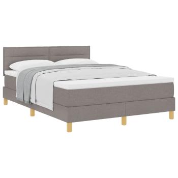 Boxspringbett mit Kissen mit Kopfteil Taupe 140 x 190 cm Stoff
