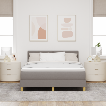 Boxspringbett mit Kissen mit Kopfteil Taupe 140 x 190 cm Stoff