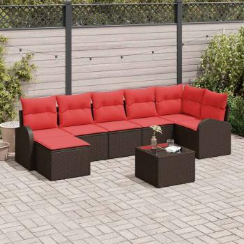 ARDEBO.de - Sofa Set 8 stk. Braun und Rot Poly-Rattan