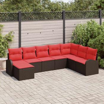 ARDEBO.de - Sofa Set 8 stk. Braun und Rot Poly-Rattan