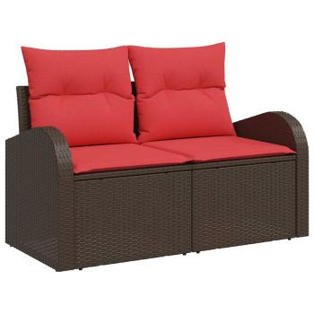 Sofa Set 8 stk. Braun und Rot Poly-Rattan