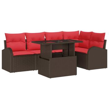 Gartensofa-set 6 stk. 5-Sitzanzahl Braun Poly Rattan