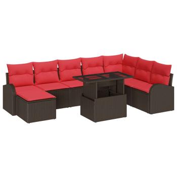 Gartensofa-set 9 stk. Braun Poly Rattan