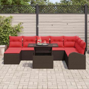 Gartensofa-set 9 stk. Braun Poly Rattan