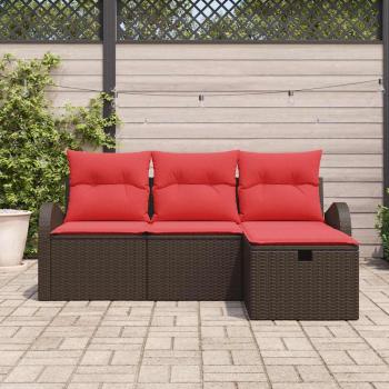 Gartensofa-set 4 stk. Braun Poly-Rattan