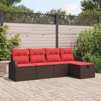 ARDEBO.de - Gartensofa-set 5 stk. Braun Poly-Rattan