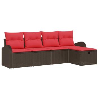 Gartensofa-set 5 stk. Braun Poly-Rattan