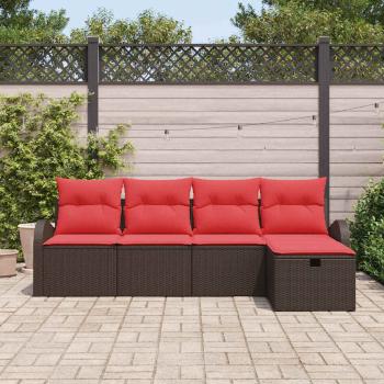 Gartensofa-set 5 stk. Braun Poly-Rattan