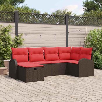 ARDEBO.de - Gartensofa-set 6 stk. Braun Poly-Rattan