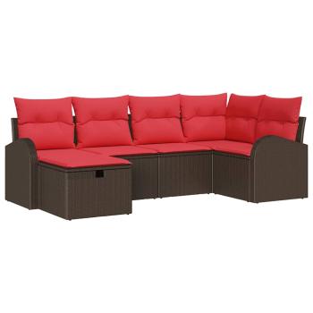 Gartensofa-set 6 stk. Braun Poly-Rattan