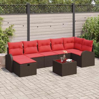 ARDEBO.de - Gartensofa-set mit Kissen mit Speicher 8 pcs Braun Poly-Rattan