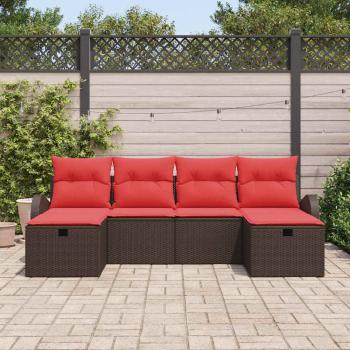 Gartensofa-set 6 stk. Braun Poly-Rattan