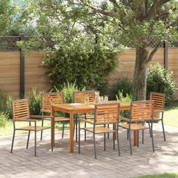 ARDEBO.de - Garten Essgruppe 7 stk. Grau Massivholz Akazie