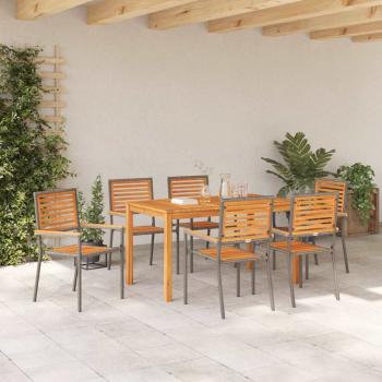Garten Essgruppe 7 stk. Grau Massivholz Akazie