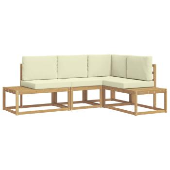 Outdoor-Sofagarnitur 3 Stück Weiß und Creme Polyester
