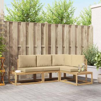 ARDEBO.de - Outdoor-Sofagarnitur 3 Stück Weiß und Beige Polyester