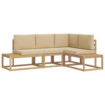 Outdoor-Sofagarnitur 3 Stück Weiß und Beige Polyester