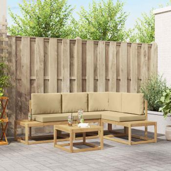 ARDEBO.de - Outdoor-Sofagarnitur 4 Stück Weiß und Beige Polyester